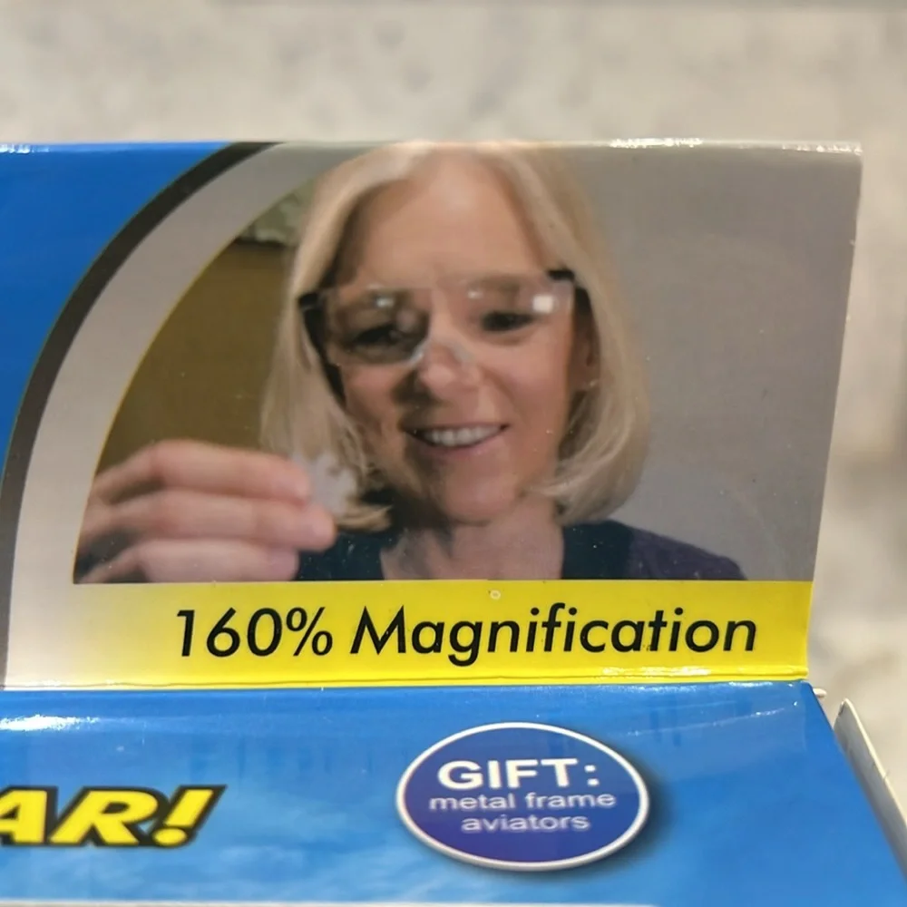 160% HANDS-FREE Magnifying Glasses with Bonus Aviator Glasses and Case